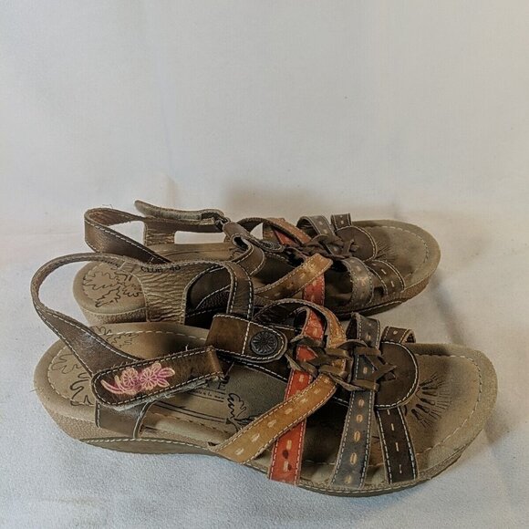 Spring Step L'Artiste Cloe Sandals 40 Leather Womens 8.5 9 Brown Tan Khaki Shoes - Picture 8 of 12